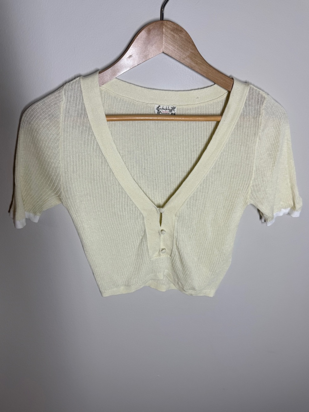 Intimately Free People V-Neck Cropped Lightweight Ribbed Knit Women's Sweater S - Picture 2 of 6